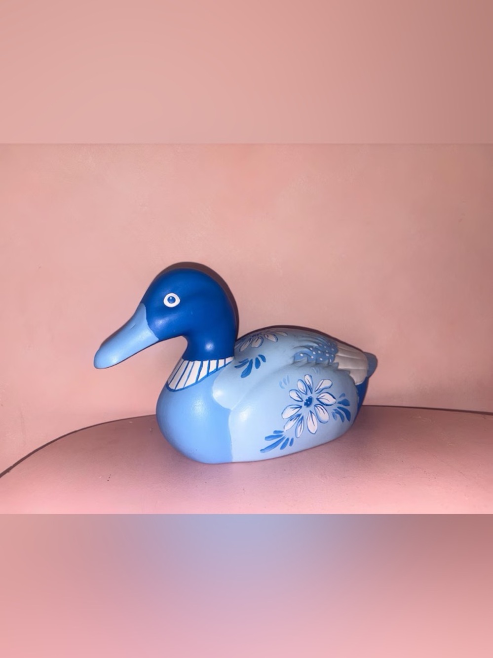 Hand-Painted Blue Decorative Duck Figurine
